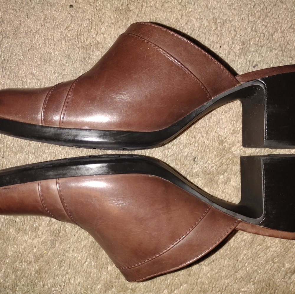 Clarks Brown leather shoes With Heel#52